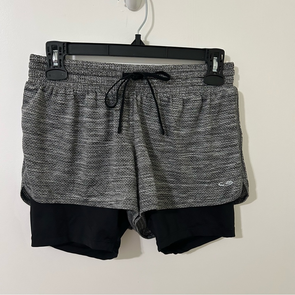 Champion Women's Heathered Gray and Black Athletic Shorts | Size Small